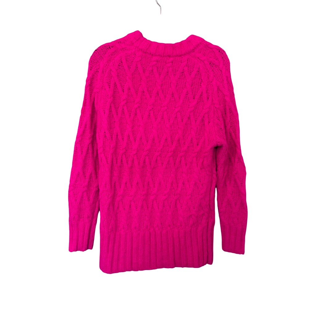 Steve Madden Hot Pink Cable Knit Sweater Women Small Fuchsia Wool Blend - Picture 2 of 7